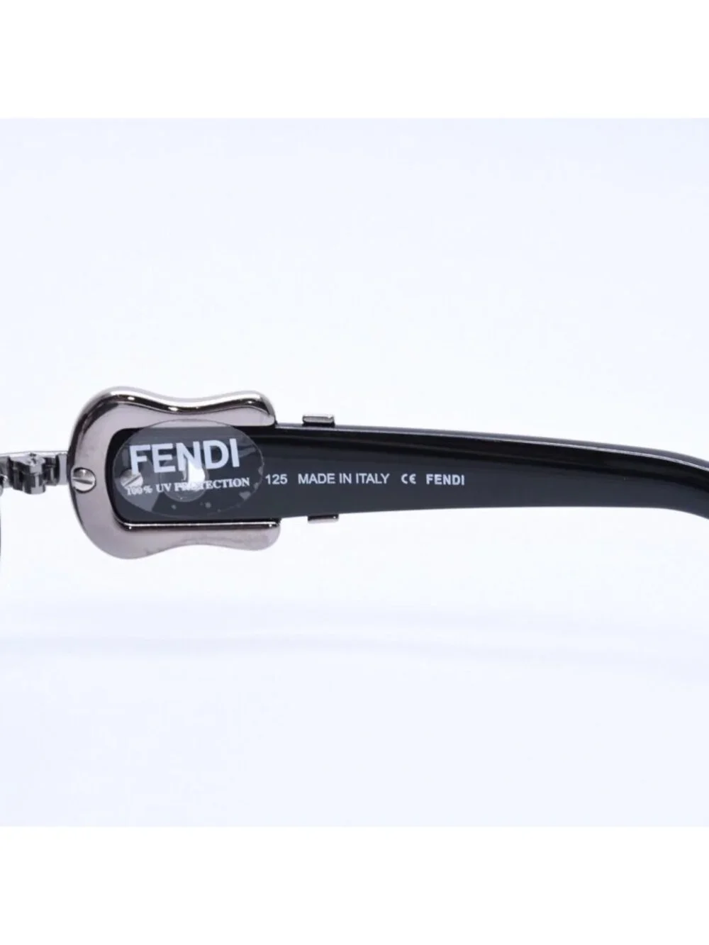 Fendi Half Rim Sunglasses Eyewear 060 Belt Temple Black